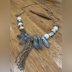 Stone Chain Fringe Necklace